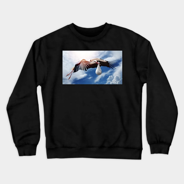 White Stork Crewneck Sweatshirt by kawaii_shop